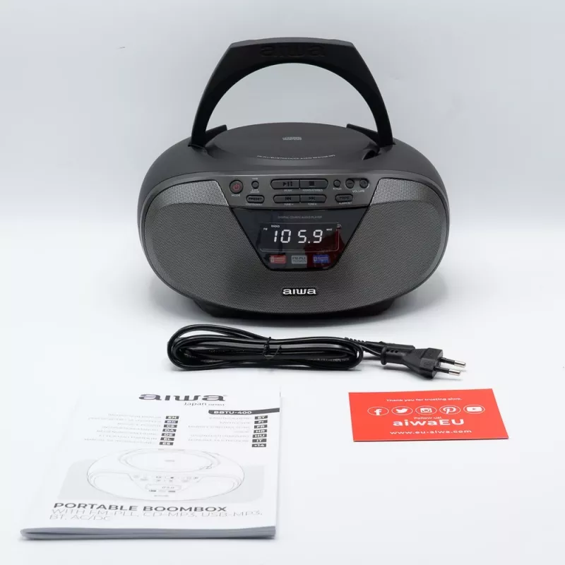 Audio-Mikrosystem Aiwa BBTU-400BK, CD/MP3/FM-PLL/BT-Player (Schwarz)