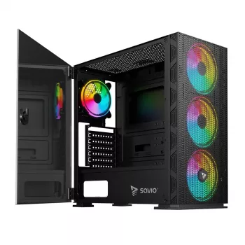 SAVIO PC-Gehäuse Raptor X1 ARGB Glas/Mesh Schwarz