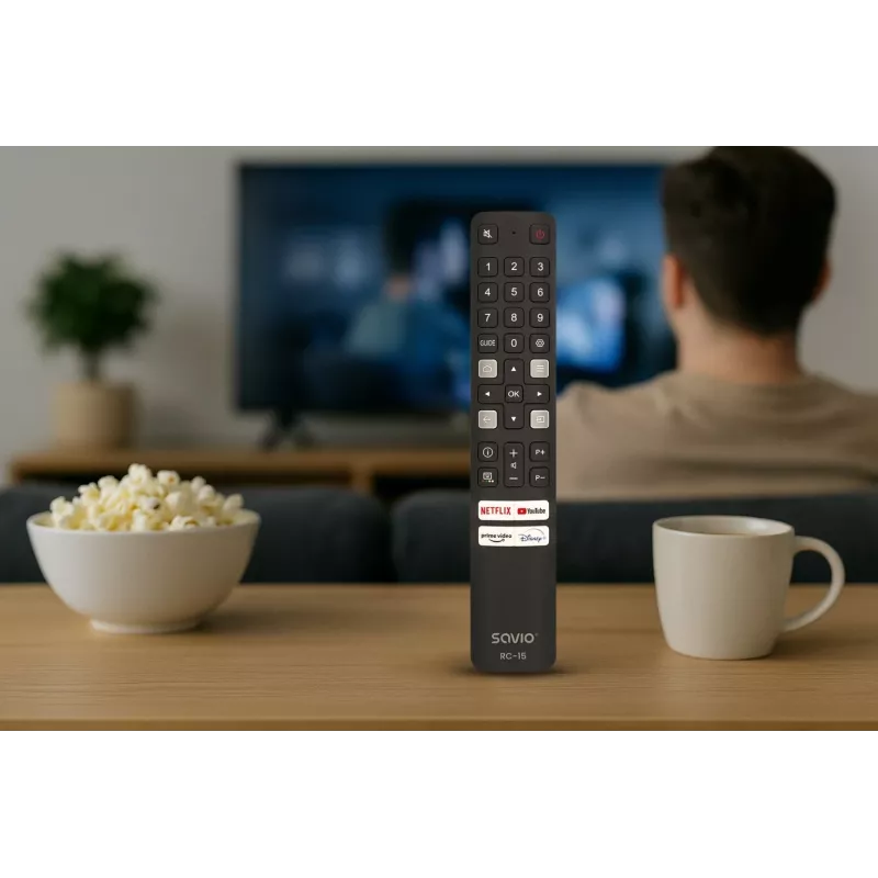 SAVIO Universal-Fernbedienung RC-15 für TCL SMART TV, IR Wireless, schwarz, Reichweite 10 m