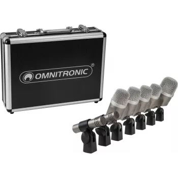 Schlagzeug-Mikrofon-Set Omnitronic MIC 77-7LMH MK2 — 7-teiliges Kit für Mehrfachmikrofonierung am Schlagzeug