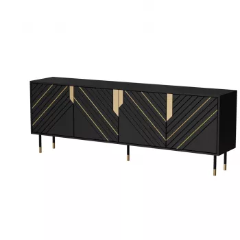 Chest of drawers cama meble Cama 4D MOUNTAIN 204x40x72 cm — Schwarz & gold, MDF/particle board