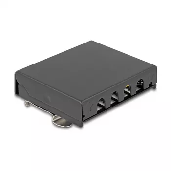DELOCK Blindabdeckung 4-Port für Keystone-RJ-Module, schwarz, Metall – Tisch-/Wand-/Hutschienenmontage