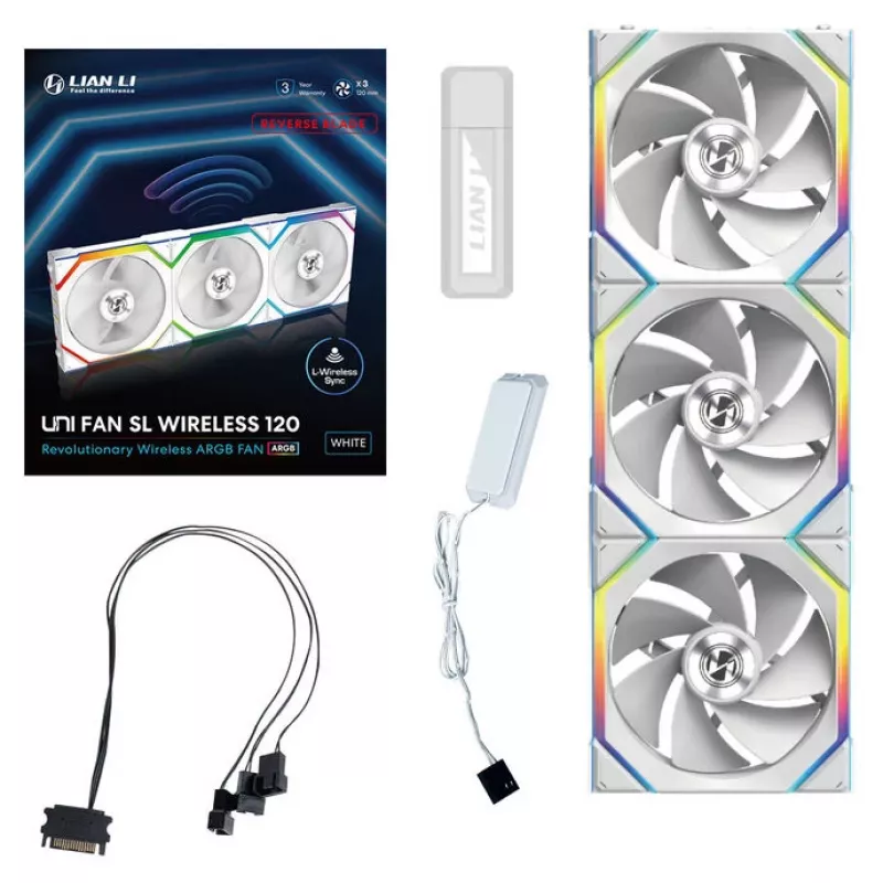 Lian Li UNI FAN SL Wireless 120 ARGB Reverse Blade Weiß 3er-Pack