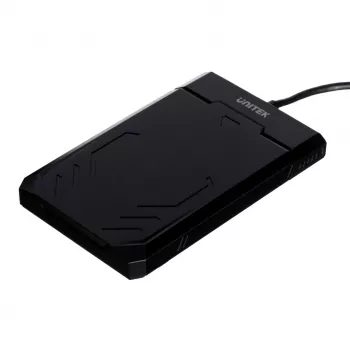 HDD/SSD-Gehäuse Unitek Y-3036, 2,5 Zoll SATA III, USB 3.2 Gen 1 (5 Gbit/s), UASP, integriertes USB-A-Kabel, schwarz
