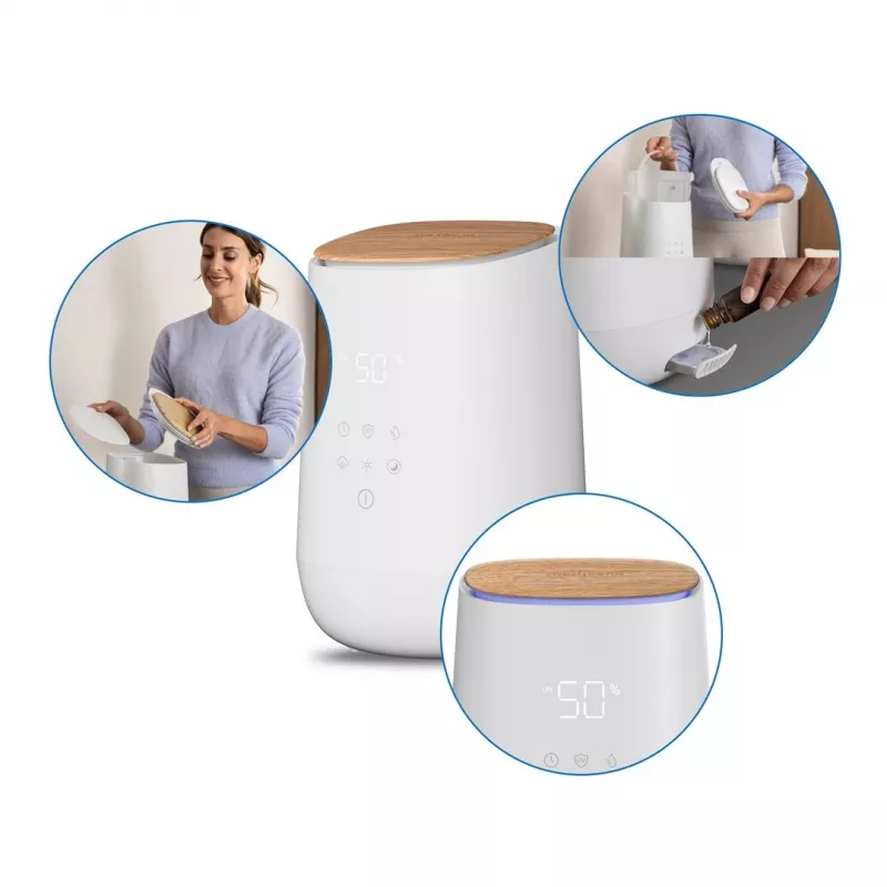 Medisana AH 680 Luftbefeuchter Ultraschall 2,6 L Weiß, Holz 24 W