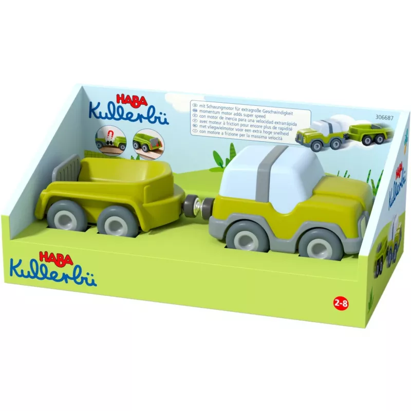 Kullerbü - Geländewagen mit Anhänger, Spielfahrzeug anthrazit/weiß