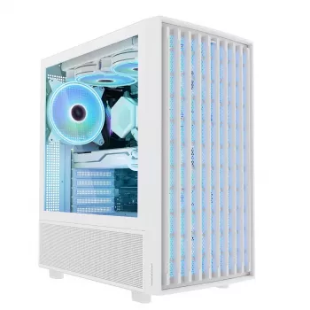 PC-Gehäuse MODECOM BREEZE ARGB Flow MIDI Schwarz — ATX, 3x140mm Front + 1x140mm Rückseite, gehärtetes Glas, USB-C