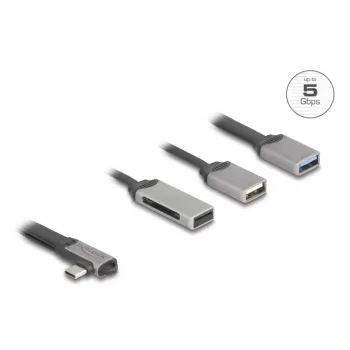 DeLOCK 64303 USB 3.2 Gen 1 Typ-C Hub 5000 Mbit/s Grau