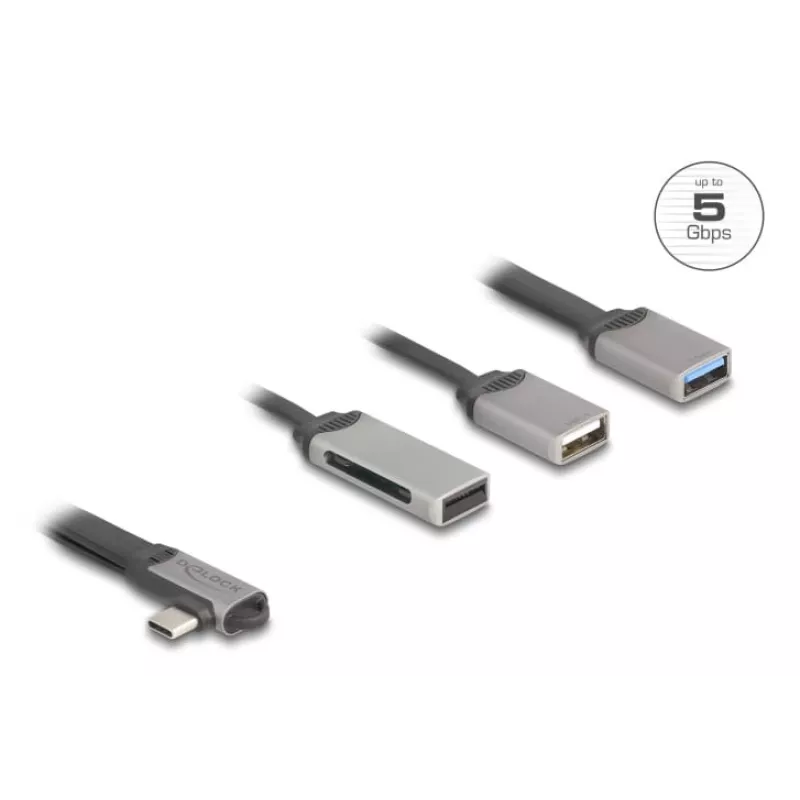 DeLOCK 64303 USB 3.2 Gen 1 Typ-C Hub 5000 Mbit/s Grau