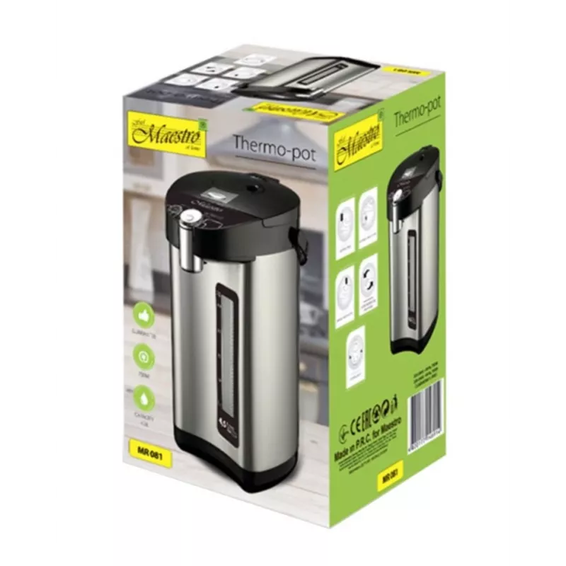Feel-Maestro MR-081 Thermopott 3,8 l Silber, Schwarz