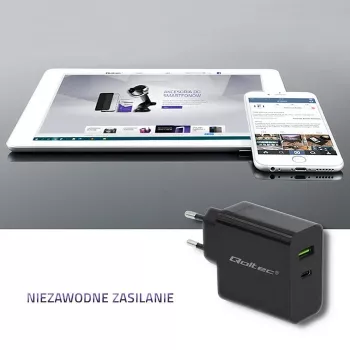 Netzteil QOLTEC 51717 45W 20V 3A AC Ladegerät für Innenräume für Smartwatch, schwarz