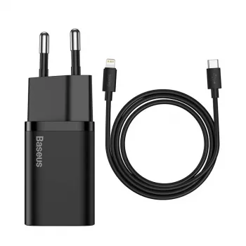 Baseus Super Si Quick Charger 1C 20W mit USB-C-Kabel für Lightning 1m (schwarz)