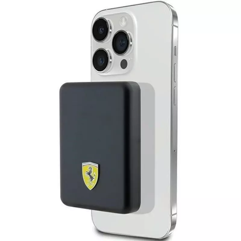 Ferrari Leistungbank FEPB5MNCAK 15W 5000mAh Schwarz/Schwarz Metal Logo MagSafe