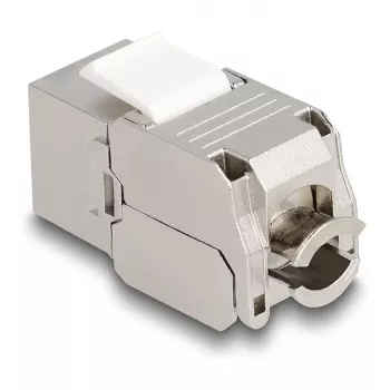 DeLOCK Keystone-Modul RJ45-Buchse auf LSA Kat.6A mit LED Silber-Weiß