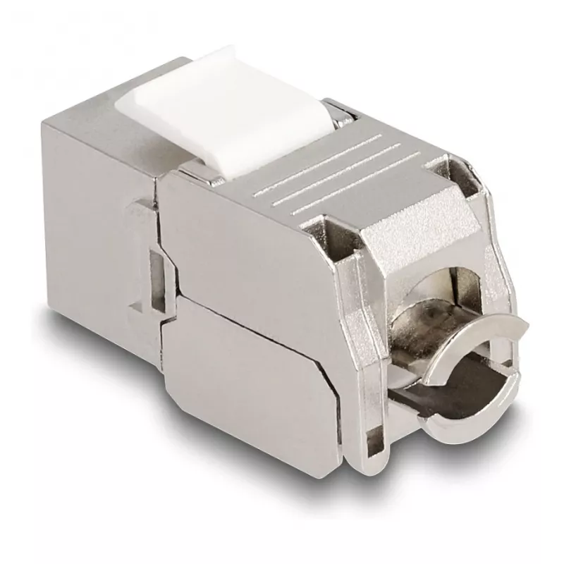 DeLOCK Keystone-Modul RJ45-Buchse auf LSA Kat.6A mit LED Silber-Weiß