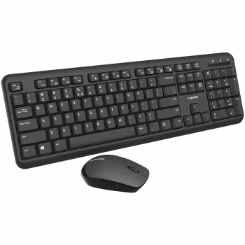 Kabelloses Tastatur-Maus-Set CANYON CNS-HSETW02-UK/US Schwarz Velvet — kompaktes kabelloses Kombi-Set mit USB-Empfänger