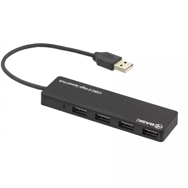 USB-Hub Tellur Basic 4-Port USB 2.0 — schwarz, 4x USB-A-Anschlüsse