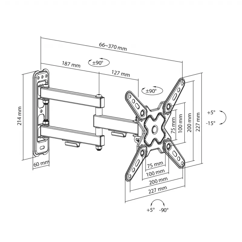 SBOX LCD-Halterung LCD-223-2 für 13–43-Zoll-Bildschirme, max. Tragkraft 20 kg, VESA bis zu 200x200