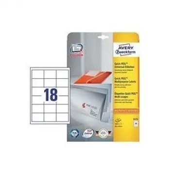 Selbstklebende Etiketten Avery Zweckform 6171 Weiß 64 x 45 mm, 450 Stück, A4-Format