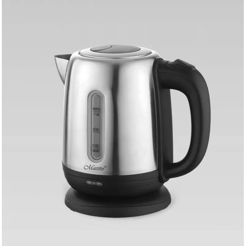 Elektrischer Wasserkocher Maestro MR-027 1,2 L 1630 W Edelstahl, Anti-Kalk-Filter, Wasserstandsanzeige