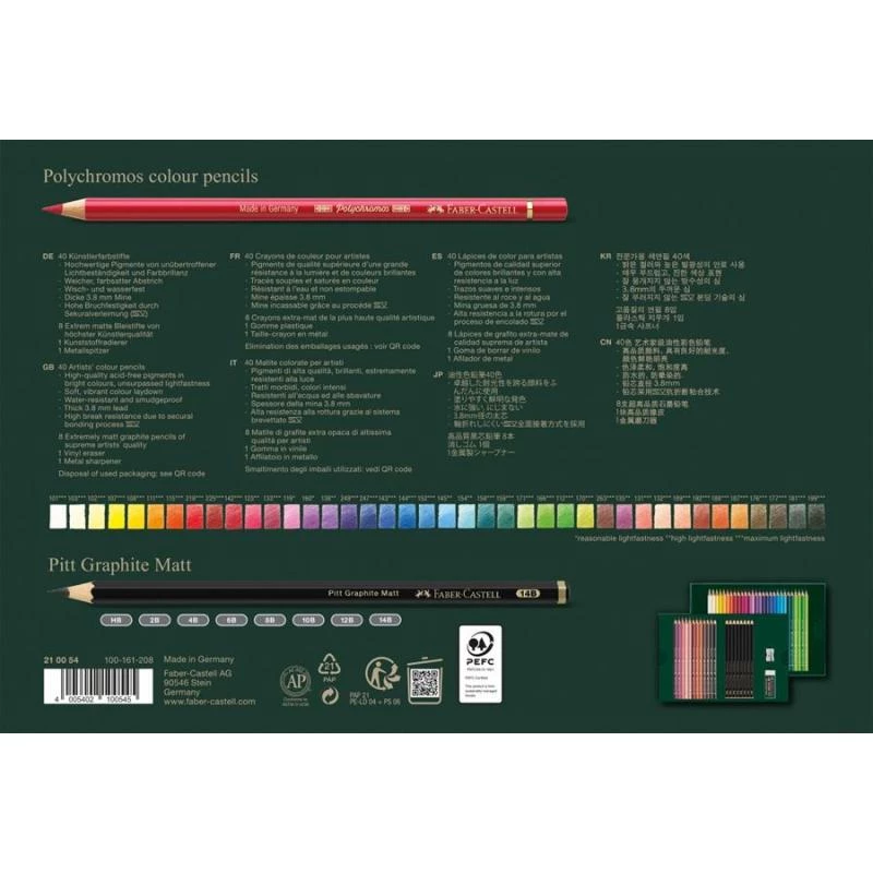Ölbasierte Stifte Faber-Castell Polychromos & Pitt Graphite Matt Set 48 Stück Mehrfarbig