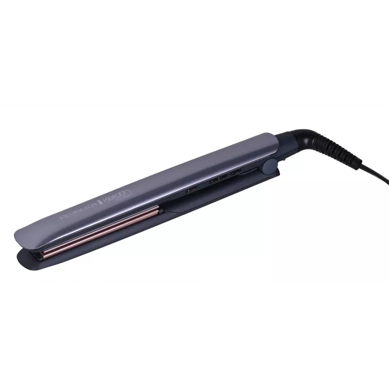 Glätteisen Remington S8598 Warm Schwarz Grau — Keramikplatten 11 cm, 5 Heizstufen, 160–230 °C, 3 m Kabel, Tragetasche