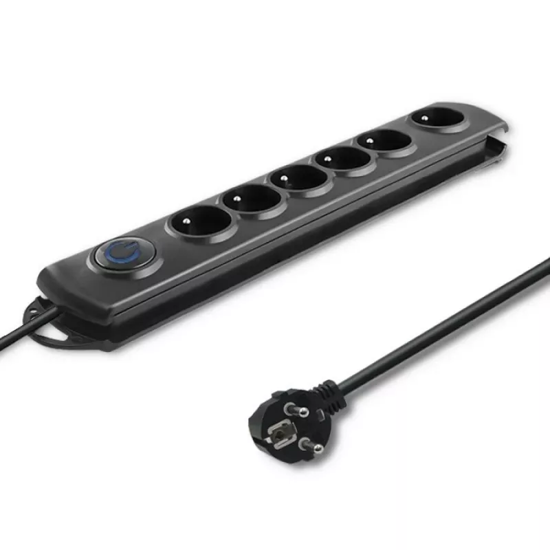 Überspannungsschutz Qoltec 50112 Schwarz 6 AC-Steckdosen 230V 3m