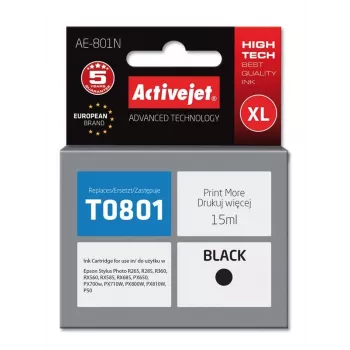 Tintenpatrone ActiveJet AE-801N kompatibel für Epson T0801, schwarze Pigmenttinte 15 ml, XL hohe Reichweite, Einzelpackung