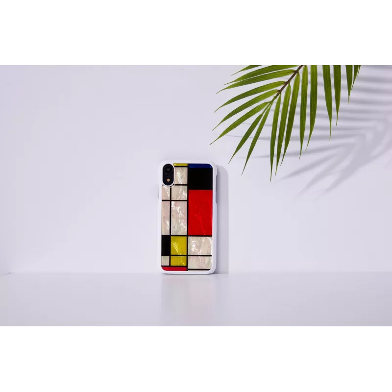 Smartphone-Hülle iKins für iPhone XR Mondrian White – schützende Hartschalen-Rückabdeckung