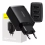 Baseus Kompakt-Schnellladegerät, 3x USB, 17 W (Schwarz)