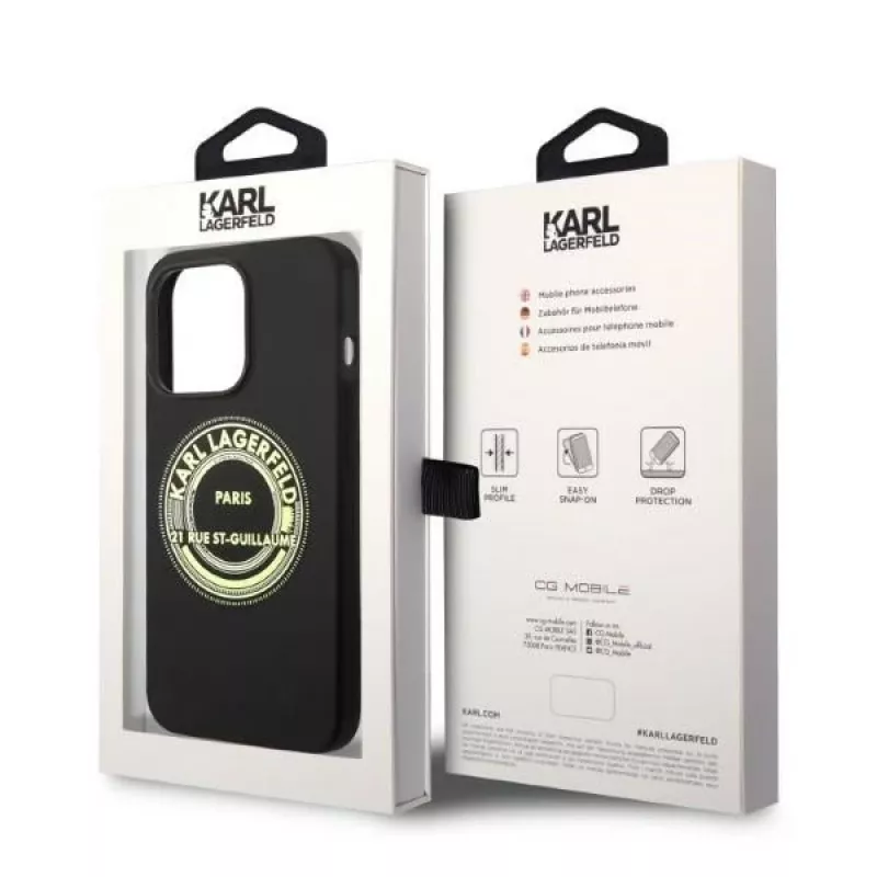 Karl Lagerfeld Soft Cover Silicone RSG Black für Apple iPhone 14 Pro KLHCP14LSRSGRCK