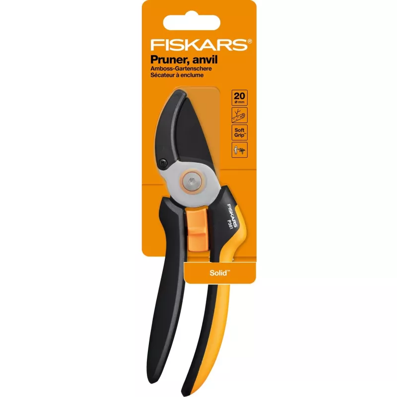 Fiskars Solid L P361 Astschere Amboss Schwarz, Orange