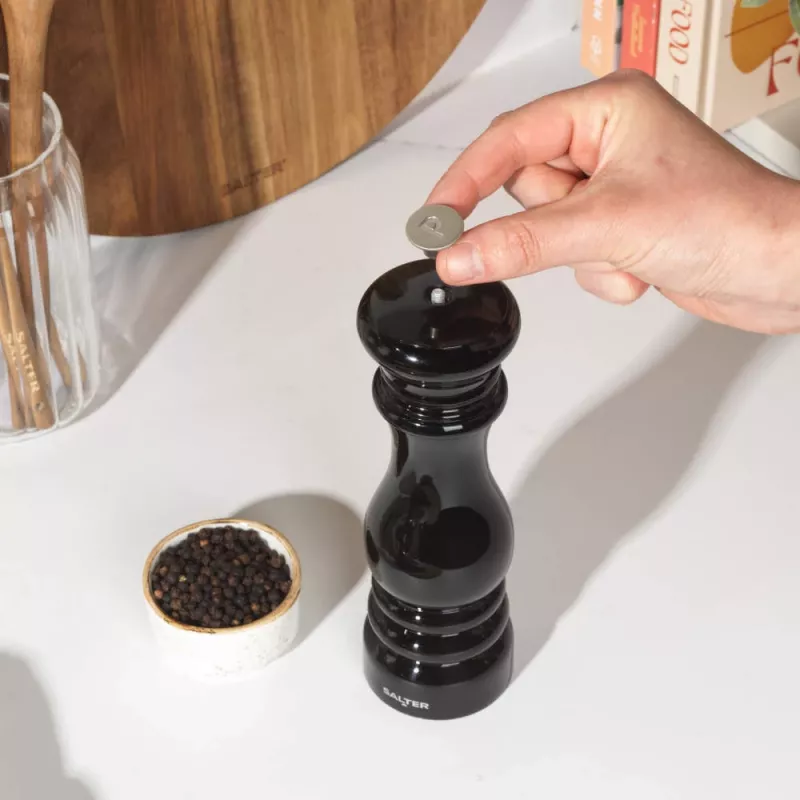 Salz- und Pfeffermühle Salter BW13676EU7 Schwarz — manuelle Gewürzmühle, einstellbarer Mahlgrad
