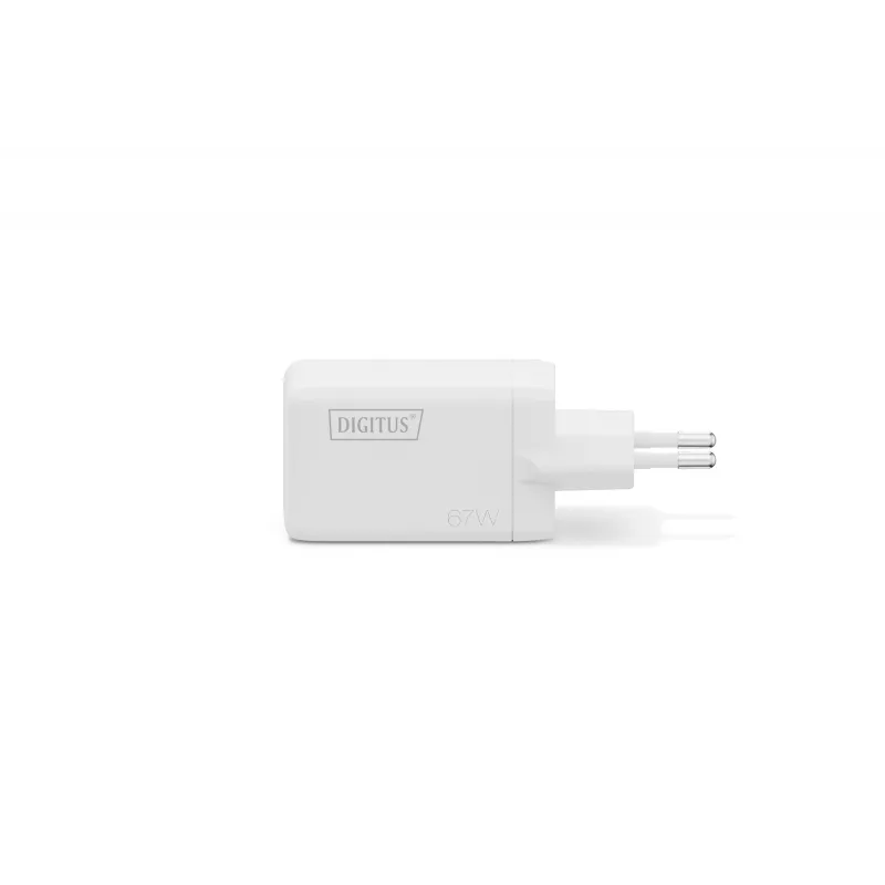 Wandladegerät DIGITUS DA-10303 67W GaN, 2× USB-C + 1× USB-A, 100–240V, weiß
