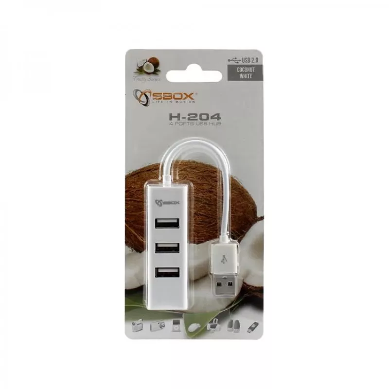 Sbox H-204W USB 4-Port-HUB Kokosweiß