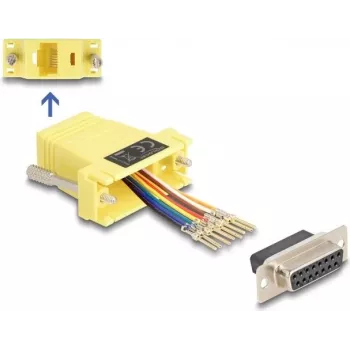 DeLOCK D-Sub 15 Buchse auf RJ45 Buchse Montageset gelb