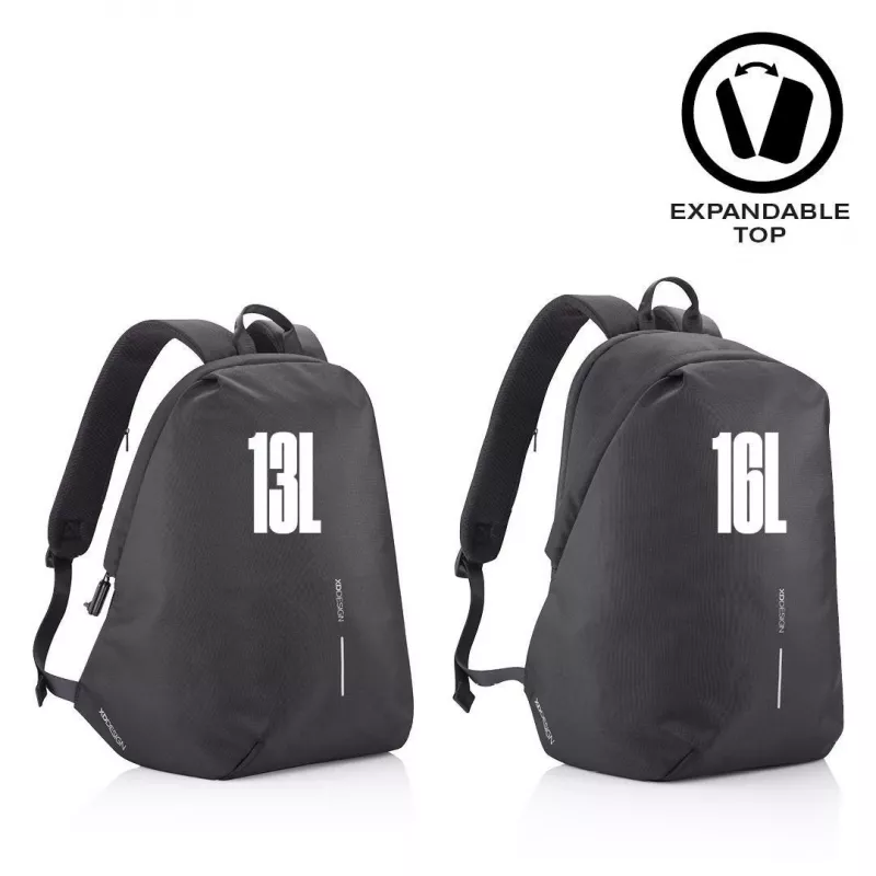 Freizeitrucksack XDDESIGN Bobby Soft mit 15,6-Zoll-Notebookfach, 16 l, PET, schwarz