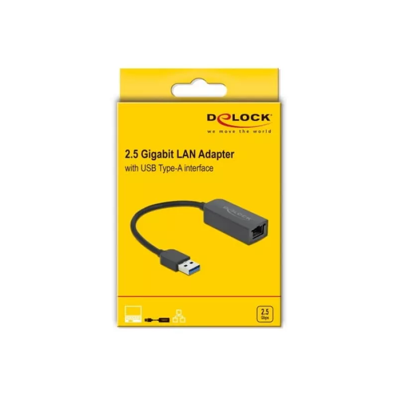 Adapter USB Type-A-Stecker auf 2,5 Gigabit LAN DeLOCK 66646