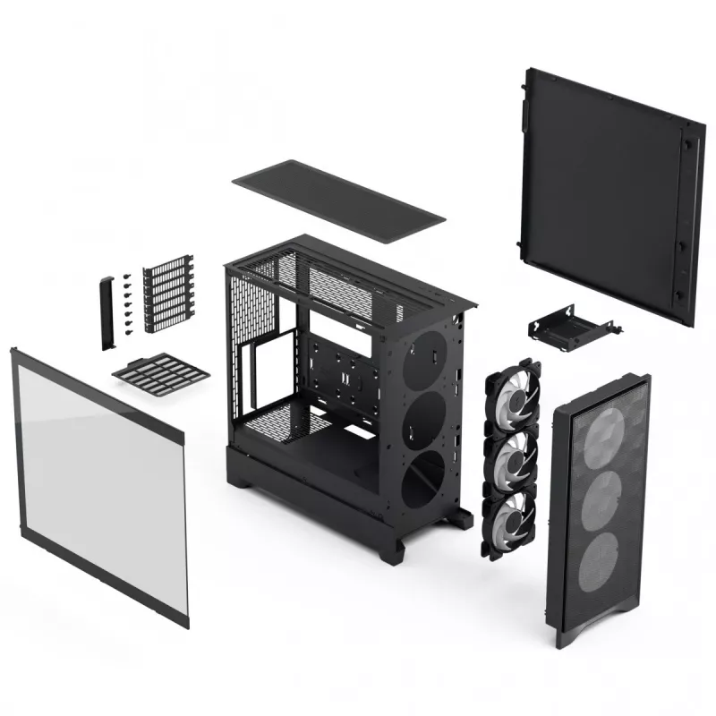 Fractal Design Pop 2 Air Schwarz Solid Midi-Tower-PC-Gehäuse — ATX-Unterstützung, 3x 120 mm Frontlüfter, 2,5/3,5-Zoll-Laufwerksschächte, 215×481×462 mm