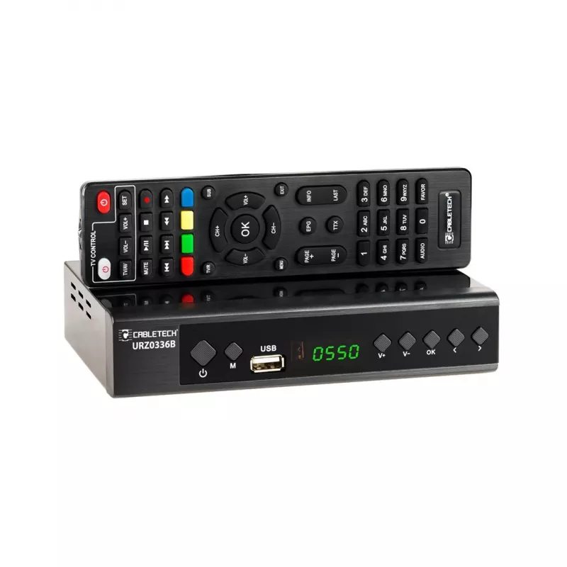 Digital-TV-Receiver Cabletech URZ0336C DVB-T/T2 H.265 terrestrischer Tuner, 470–862 MHz, 1 Tuner, HDMI, USB, SCART
