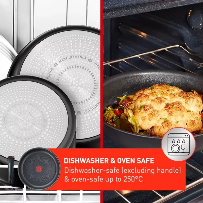 TEFAL Topfset, 4-teilig | L7649453 Ingenio Ultimate | 16/18/20 cm | Aluminium | Schwarz