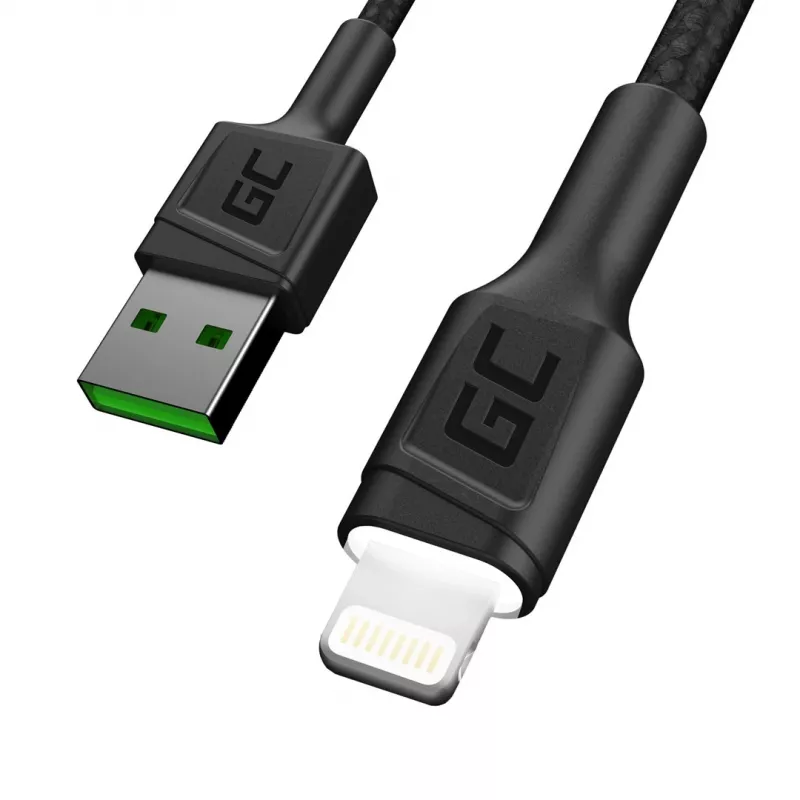 Lightning-auf-USB-A-Kabel Grün Cell KABGC12, 2 m, Lightning – USB A, Schwarz
