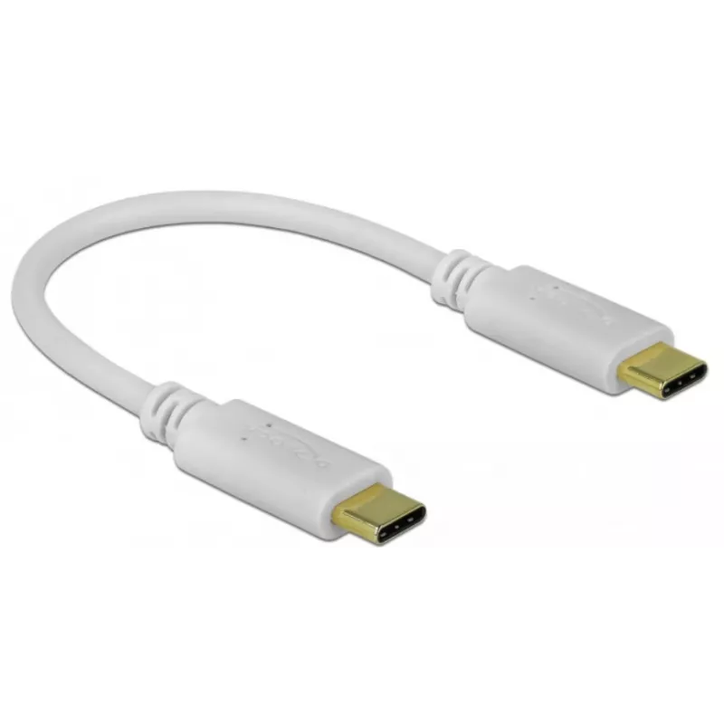 Delock - USB-C-/Stromkabel - 24-poliger USB-C-Stecker auf 24-poligen USB-C-Stecker - 5 A - 15 cm - USB-Stromversorgung (100 W), unterstützt Power Delivery 2.0 - Weiß (85357)