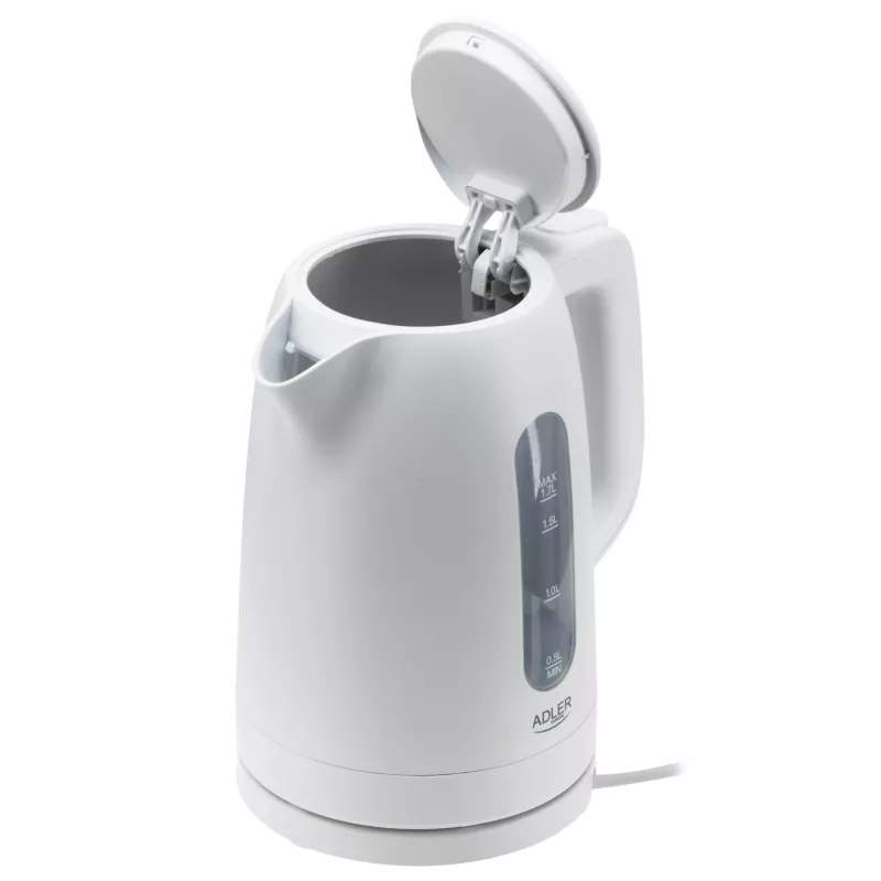 Elektrischer Wasserkocher Adler AD 1379w — 1,7 L, bis zu 2200 W, weiß, 360°-Sockel, Polypropylen