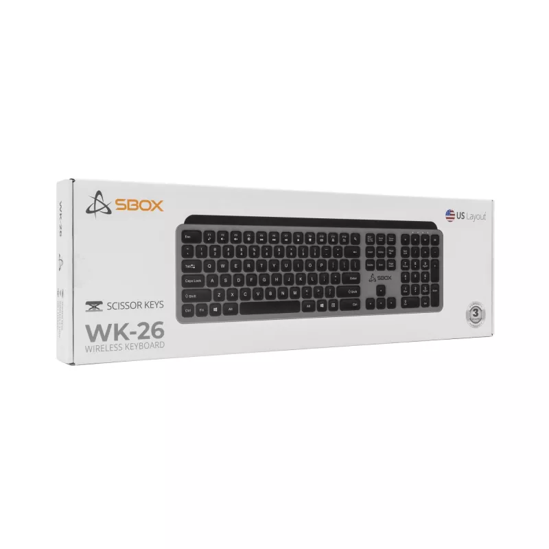 Kabellose Tastatur SBOX WK-26 US mit Multimediatasten und US-Layout