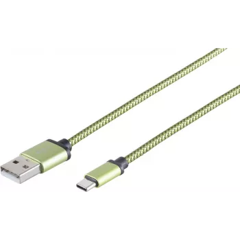USB-Kabel S/CONN 14-50119 USB 2.0 0,9 m USB A USB C Grün
