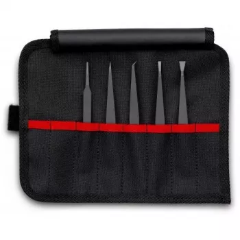 ESD-Pinzette Knipex 92 00 05 Schwarz Flach Spitz Gebogen Gerade