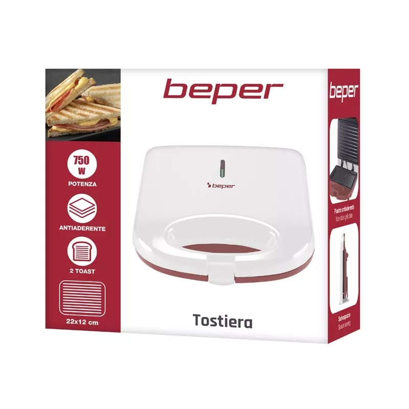 Toaster Beper P101TOS010, 2-Scheiben-Elektrotoaster mit einstellbarer Bräunungssteuerung