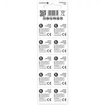 Alkaline-Einwegknopfzelle everActive EVAG3 LR41 1,5 V – 10er-Pack