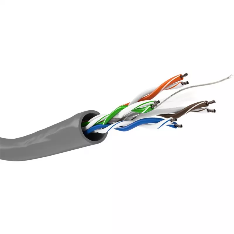 Wentronic Goobay CAT 6 Netzwerkkabel, U/UTP, Grau, 100 m - CCA, AWG 24/7 (Litze), PVC (93884)